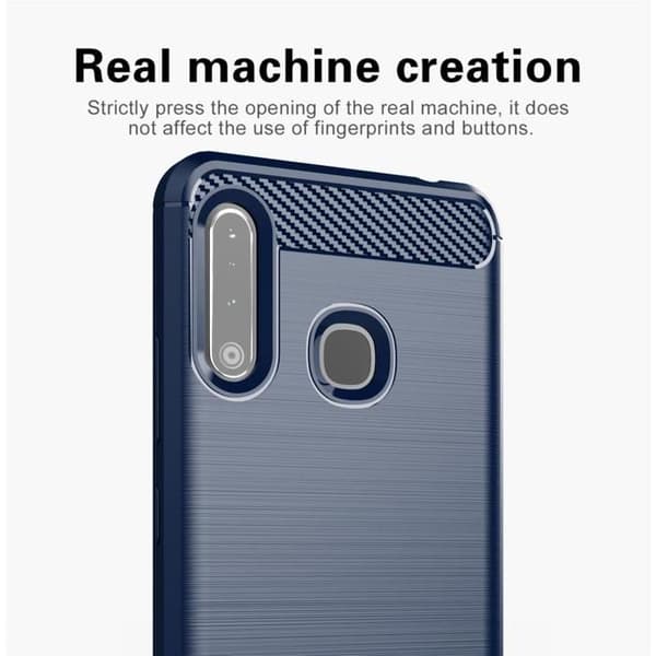Skyddsfodral för Samsung Galaxy A70e Etui i BORSTAD BLÅ Kolfiberdesign Blå