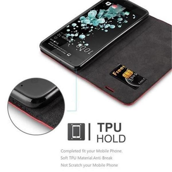 HTC U ULTRA Fodral i APPLE RED från Cadorabo (INVISIBLE MAGNETIC CLOSURE Design) Helt skyddsfodral med Flip Flip