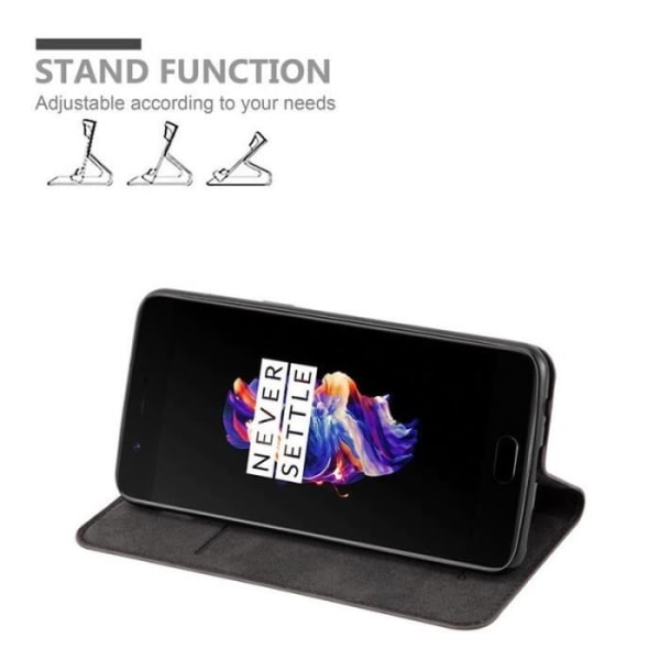 OnePlus 5-fodral i KAFFEBRUNT från Cadorabo (INVISIBLE MAGNETIC CLASP Design) Fullt skyddsfodral med flipskydd