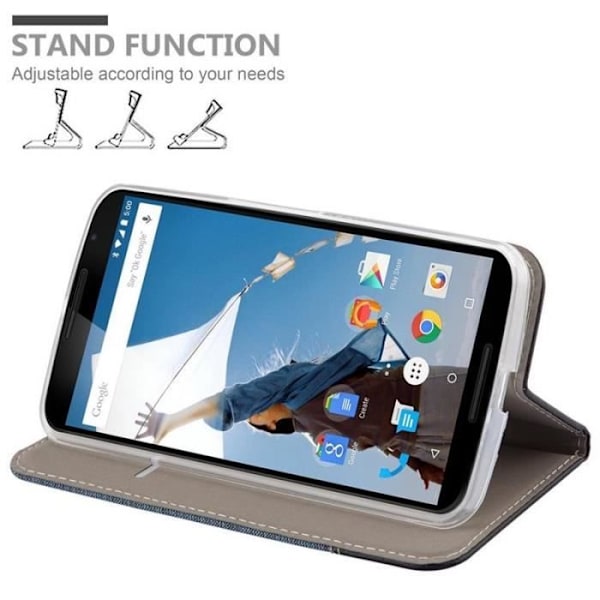 Skyddsfodral för Lenovo (Motorola) NEXUS 6 - CADORABO - Design i väv - Konstläder - Mörkblå Mörkblå