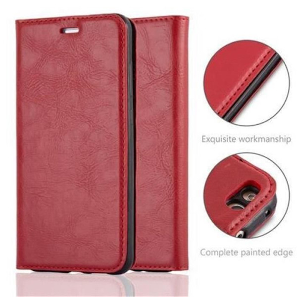 Huawei P10 LITE fodral i APPLE RED från Cadorabo (INVISIBLE MAGNETIC CLOSURE Design) Helt skyddsfodral med flik