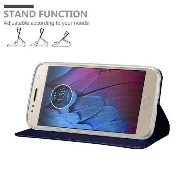 Cadorabo Fodral till Motorola MOTO G5S PLUS i CLASSY MÖRKBLÅT - Skyddsöverdrag med magnetlås, horisontellt stativ och