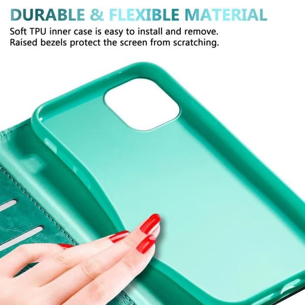 Etui för iPhone 12 PRO MAX Fodral med lock i TURKOS Skydd Plånbok Blå