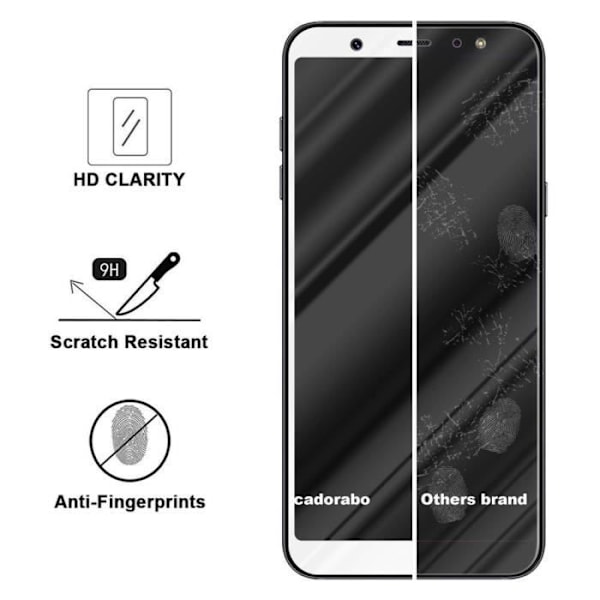 Härdat glas för Samsung Galaxy A6 2018 TRANSP, VIT skyddsfilm Samsung Galaxy A6 2018 helskärm Samsung Galaxy A6 2018