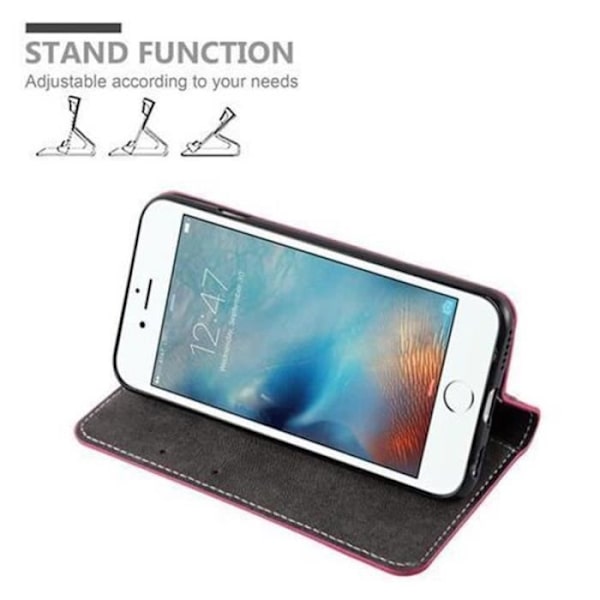 Apple iPhone 6 - iPhone 6S i RÖD SVART från Cadorabo (LÄDER-LÄDER COMBI Design) Helt skyddsfodral med flipflik