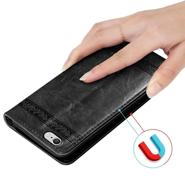 Coque - CADORABO - iPhone 6 PLUS / 6S PLUS - Hölster i svart - Plånboksfodral - Magnetisk skydd Svart