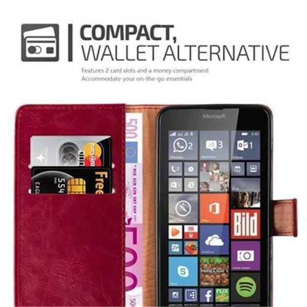 Nokia Lumia 640 Fodral i KÖRSBÄRSRÖTT från Cadorabo (LUXURY Design) Helt skyddsfodral med flipskydd och stativ