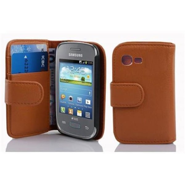 Fodral för Samsung Galaxy POCKET NEO Etui i NÖTBRUN Fodral Skydd i strukturerad konstläder med fack kastanj
