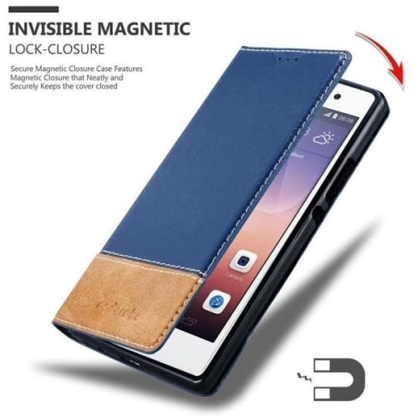 Plånboksfodral - CADORABO - Huawei P7 - Syntetläder - Brun - Osynlig magnetstängning kastanj