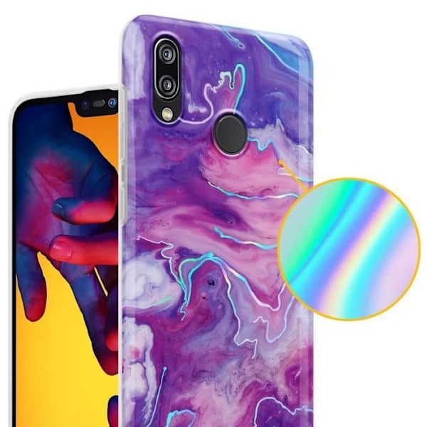 Coque - CADORABO - Huawei P20 LITE 2018 / NOVA 3E - Marmor Lila Rosa - Antislip - Mjuk Lila, Rosa