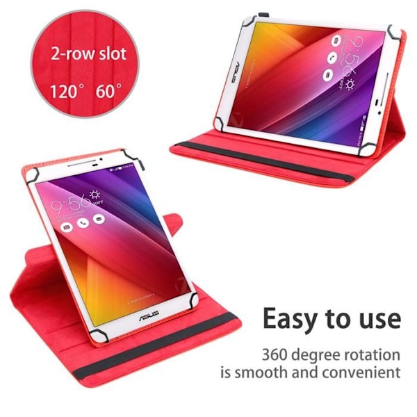 Coque för Asus ZenPad 7.0 (7.0 tum) Etui i RÖD Fodral Skydd 360 grader konstläder Plånbok Wallet Röd