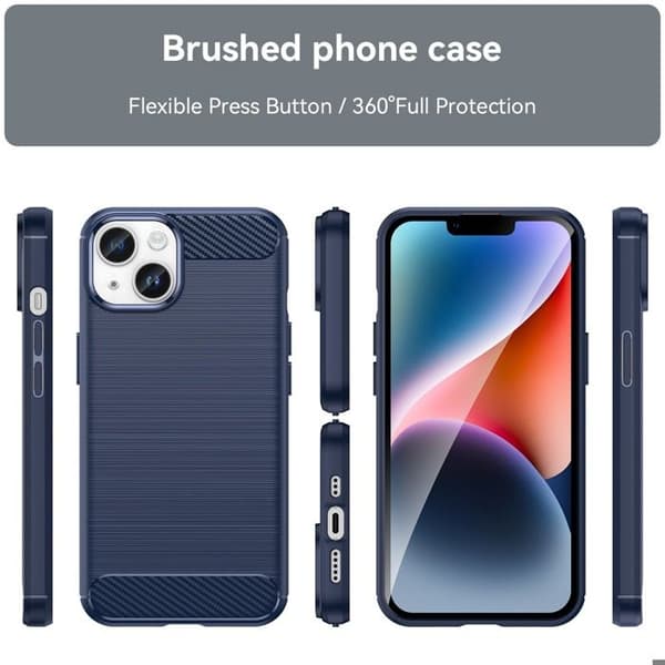 Skal för iPhone 14 PLUS BORSTAD BLÅ Kolfiberdesign Blå