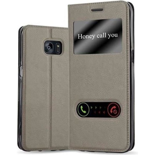 Samsung Galaxy S7 EDGE Fodral i STONE BROWN av Cadorabo (Design VIEW) Helt skyddsfodral med flipskydd, stativ
