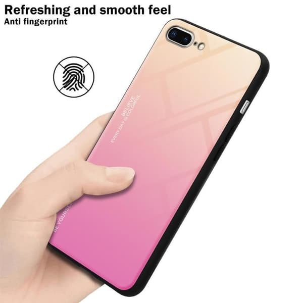 Fodral för iPhone 7 PLUS / 7S PLUS / 8 PLUS i GUL - ROSA Stötskydd Bicolor design Svart