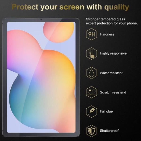 Härdat glasskärm för Samsung Galaxy Tab S6 LITE (10,4 Zoll) Skyddsfilm i HÖG TRANSPARENT, härdat härdat glasplatta