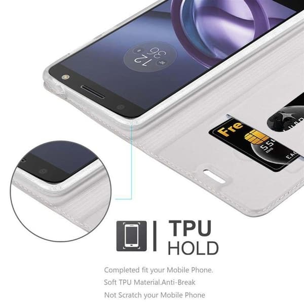 Fodral med lock för Motorola MOTO Z PLAY Plånbok i KLASSISK SILVER Stötsäker Grå