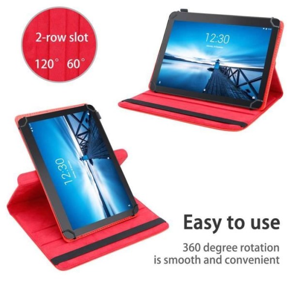 Cadorabo Tablet Case för Lenovo Tab E10 (10.1) i rött 360 graders skyddsfodral Stativ i konstläder