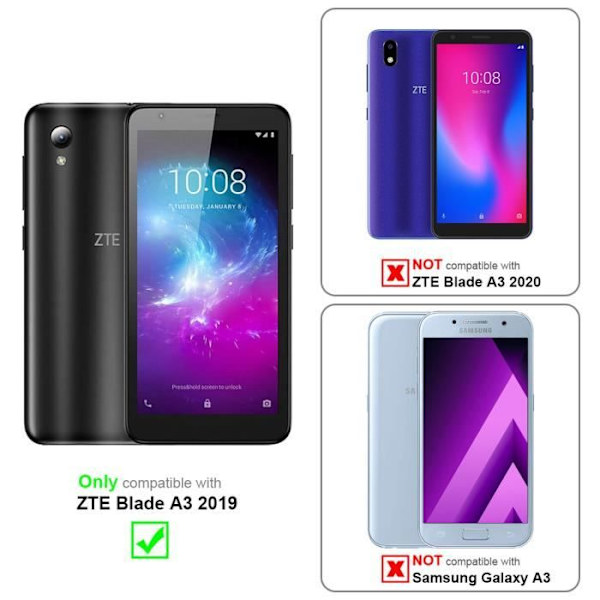 Fodral - CADORABO - ZTE Blade A3 2019 - Kaffebrun - Ultratunn - Magnetisk stängning - Stativfunktion KAFFEBRUNT