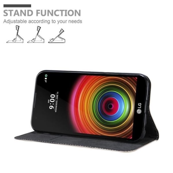 Coque plånbok - CADORABO - LG X Power - Syntetläder - Magnetstängning - 360° lock Svart