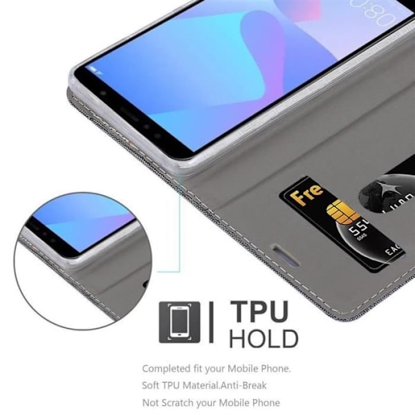 Cadorabo Fodral till Huawei Y6 PRIME i GRÅ SVART