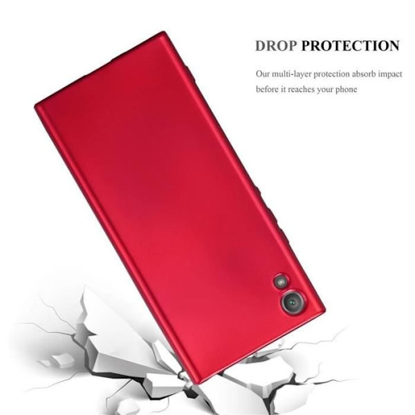 Cadorabo Fodral fungerar med Sony Xperia XA1 i METALLIC RED - Stötsäker och reptålig TPU silikonhölje - Ultra Slim