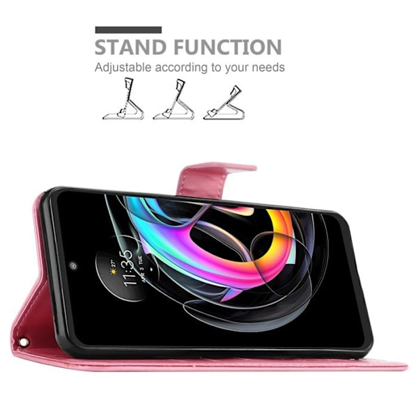 Coque för Motorola EDGE 20 LITE / FUSION Fodral i ROSA FÖRFLORAL Etui Skydd Floral Plånbok Wallet Rosa