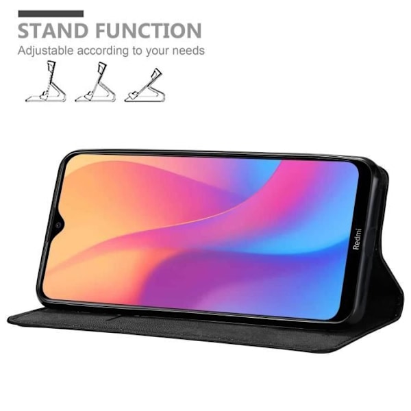 Coque - CADORABO - Xiaomi RedMi 8A - Svart Natt - Magnetisk stängning - Ställfunktion - Kortfack NATTSVART