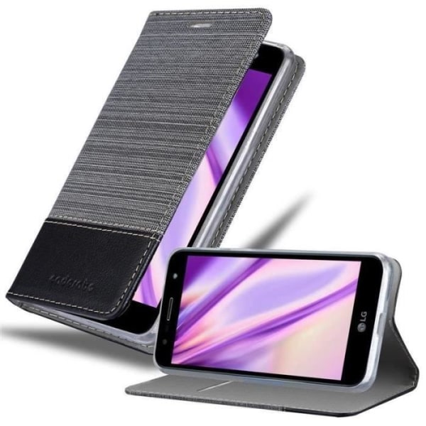 Plånboksfodral - CADORABO - LG X POWER 3 - Imiterat läder - Horisontellt stativ - Kortfack Svart