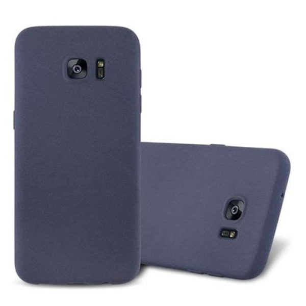 Samsung Galaxy S7 EDGE-fodral i DARK BLUE FROST från Cadorabo (FROST Design) Ultratunt mjukt silikongel TPU-fodral med halkskydd