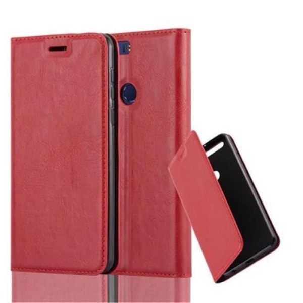 Honor 8-fodral i APPLE RED från Cadorabo (INVISIBLE MAGNETIC CLOSURE Design) Helt skyddsfodral med flipflik