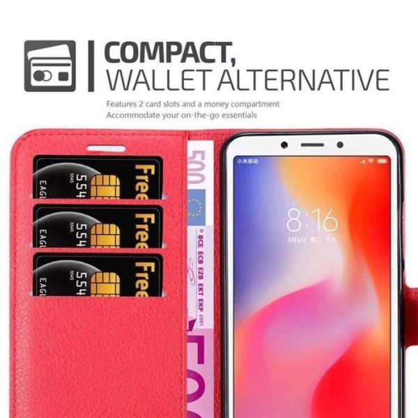 Coque för Xiaomi RedMi 6 - CADORABO - KIRSEBÄR RÖD - Syntetläder - Magnetstängning - Ställfunktion RÖDA KÖRSBÄR