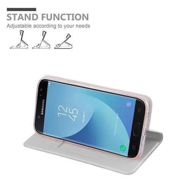 Flip-fodral för Samsung Galaxy J3 2017 Etui i KLASSISK SILVER Plånbok Stötsäker Grå