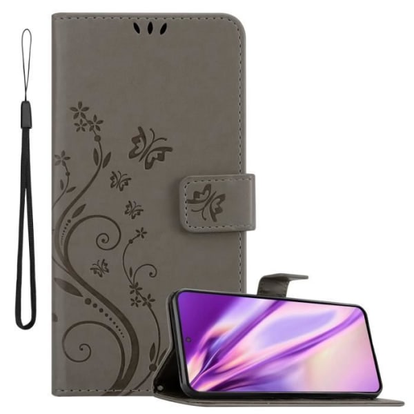Fodral för Samsung Galaxy S22 Skal i GRÅ BLOMMA Fodral Fodral Skydd Blommig plånbok