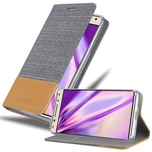 Coque portefeuille - CADORABO - Alcatel 5 - Similicuir - Design Jeans - Magnetisk Stängning Grå