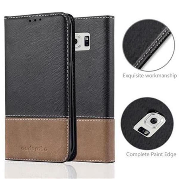 Coque - Cadorabo - Samsung Galaxy S6 EDGE - Similskinn - Bicolor design - Magnetisk stängning Svart brun
