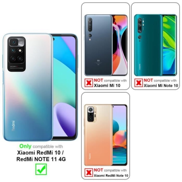 Cadorabo 3x helglas skärmskydd för Xiaomi RedMi 10 / RedMi NOTE 11 4G i TRANSPARENT med SVART härdat härdat