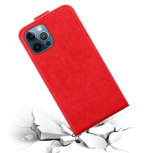 Etui för iPhone 12 PRO MAX Fodral med flip i ÄPPLE RÖD Skydd Röd