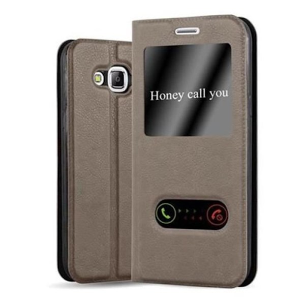 Samsung Galaxy J5 2015 (5) Fodral i STONE BROWN by Cadorabo (Design VIEW) Helt skyddsfodral med flipskydd, stativ