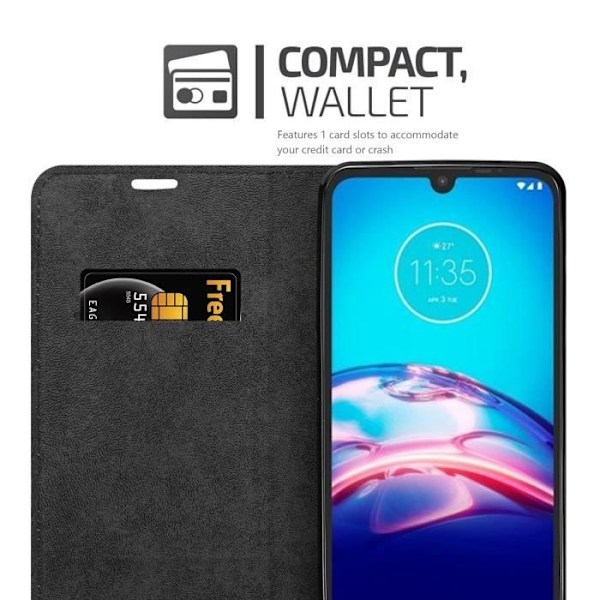 Coque - CADORABO - MOTO E6s 2020 - Svart Natt - Magnetisk stängning - Ställfunktion NATTSVART