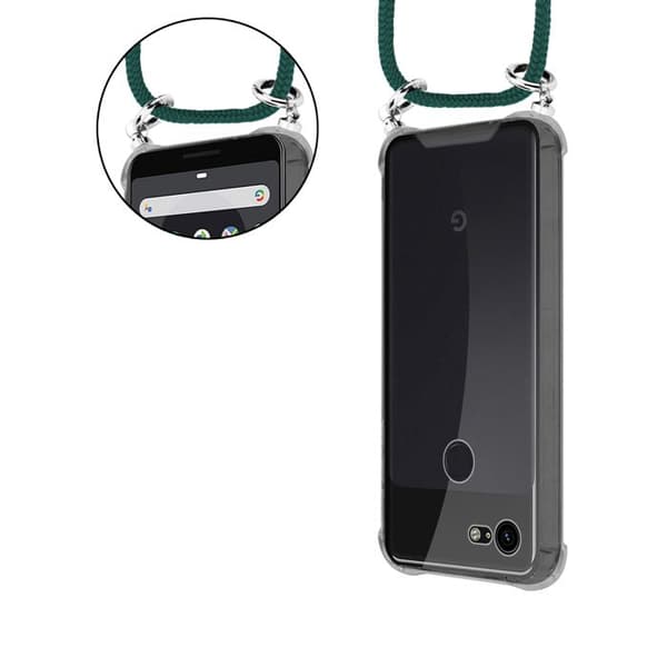 Skal för Google PIXEL 3 med axelrem i ARMÉGRÖN med justerbar snodd Grön