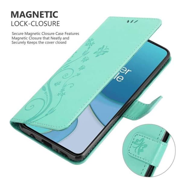 Fodral med lock för OnePlus 8T Turquoise Blommig Skydd Design Blommig Plånbok Blå