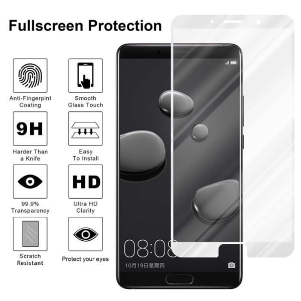 Härdat glas för Huawei MATE 10 TRANSP, VIT skyddsfilm Huawei MATE 10 komplett skärm Huawei MATE 10 härdat display