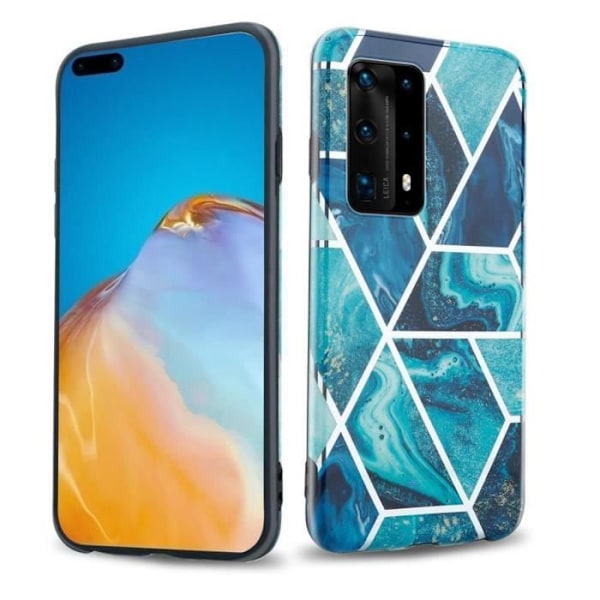 Skyddets skal - CADORABO - Huawei P40 - Blå marmor - Sklisäker - Trendig design Blå