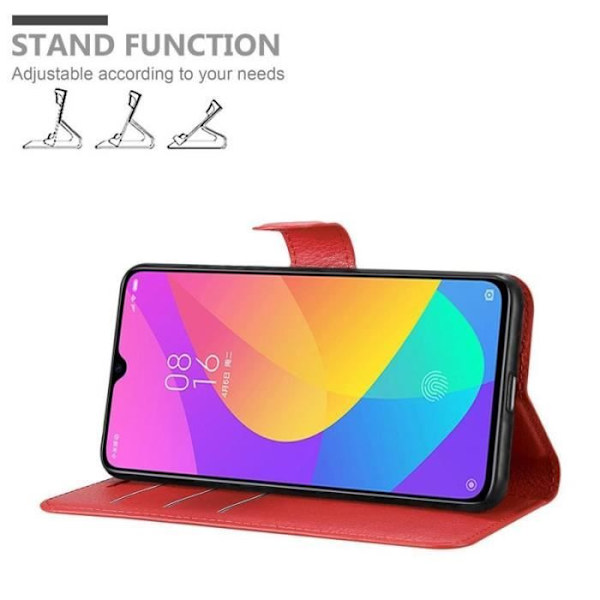 Coque - CADORABO - Xiaomi Mi CC9 - Similicuir - Röd - Ställningsfunktion Röd