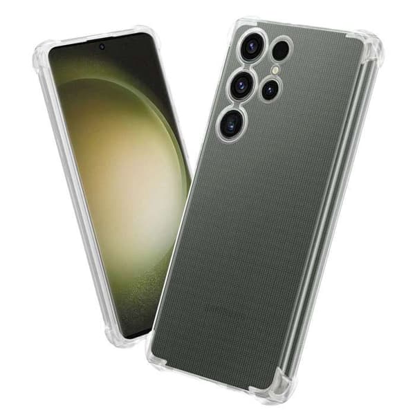 Transparent stötsäker silikonfodral för Samsung Galaxy S23 ULTRA Vit