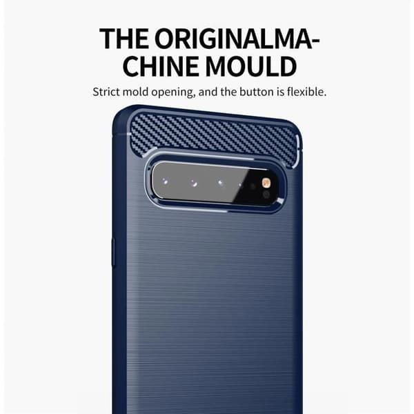 Skyddsfodral för Samsung Galaxy S10 5G BORSTAD BLÅ Kolfiberdesign Blå