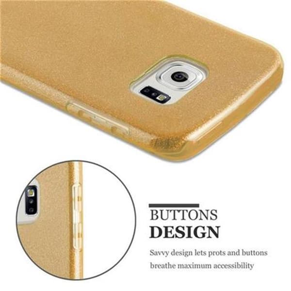 Skyddsskal för Samsung Galaxy S6 EDGE GULDSTJÄRNE DUST Glittrande Glitter Gul