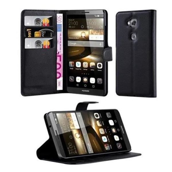 Cadorabo Fodral Huawei D3 MATE 7 MINI SVART Fodral Fodral Fullt skydd Magnetlås Stöder Stand Card Slot