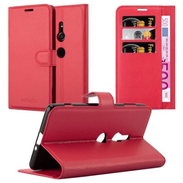Cadorabo Fodral till Sony Xperia XZ2 - i rött - Bokfodral med magnetisk stängning, stativfunktion och kortplats
