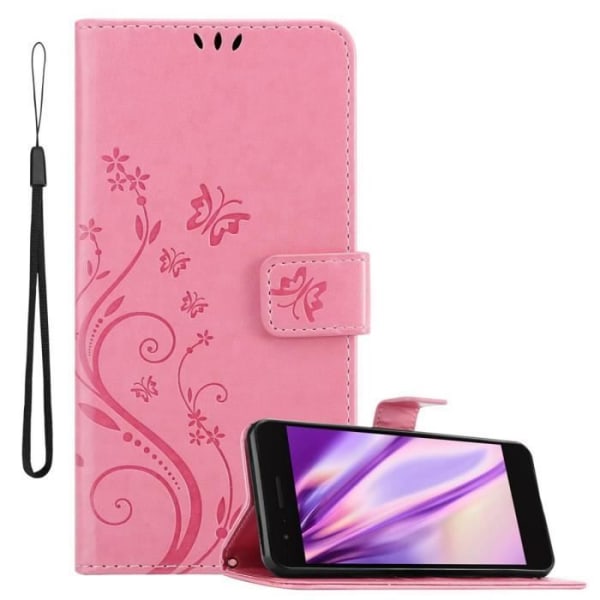 Etui för LG K8/K9 2018 - CADORABO - Rosa Blommönster - Syntetläder - Ställfunktion - Fack för Kort Rosa blommig